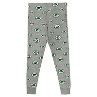 Ensemble de nuit avec t-shirt et pantalon à manches longues pour enfants d'âge préscolaire gris chiné Green Bay Packers