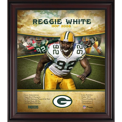 Profil de carrière du Temple de la renommée de Reggie White Green Bay Packers encadré 15" x 17"