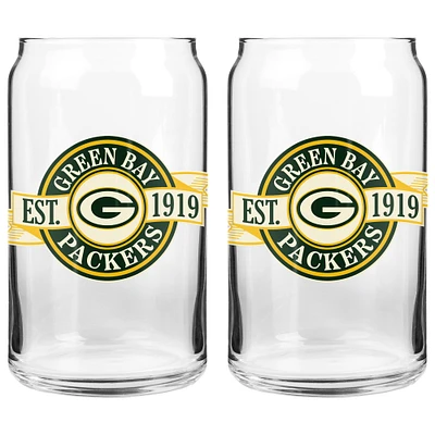 The Sports Vault Green Bay Packers 16 oz. Two-Pack Can Glass Set