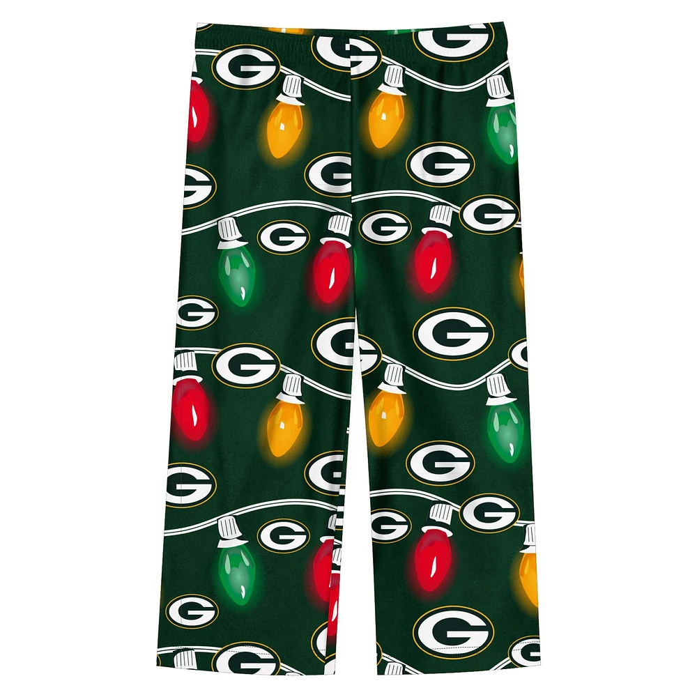 Toddler Green Bay Packers Two-Piece Garland Holiday Long Sleeve Pajama Set