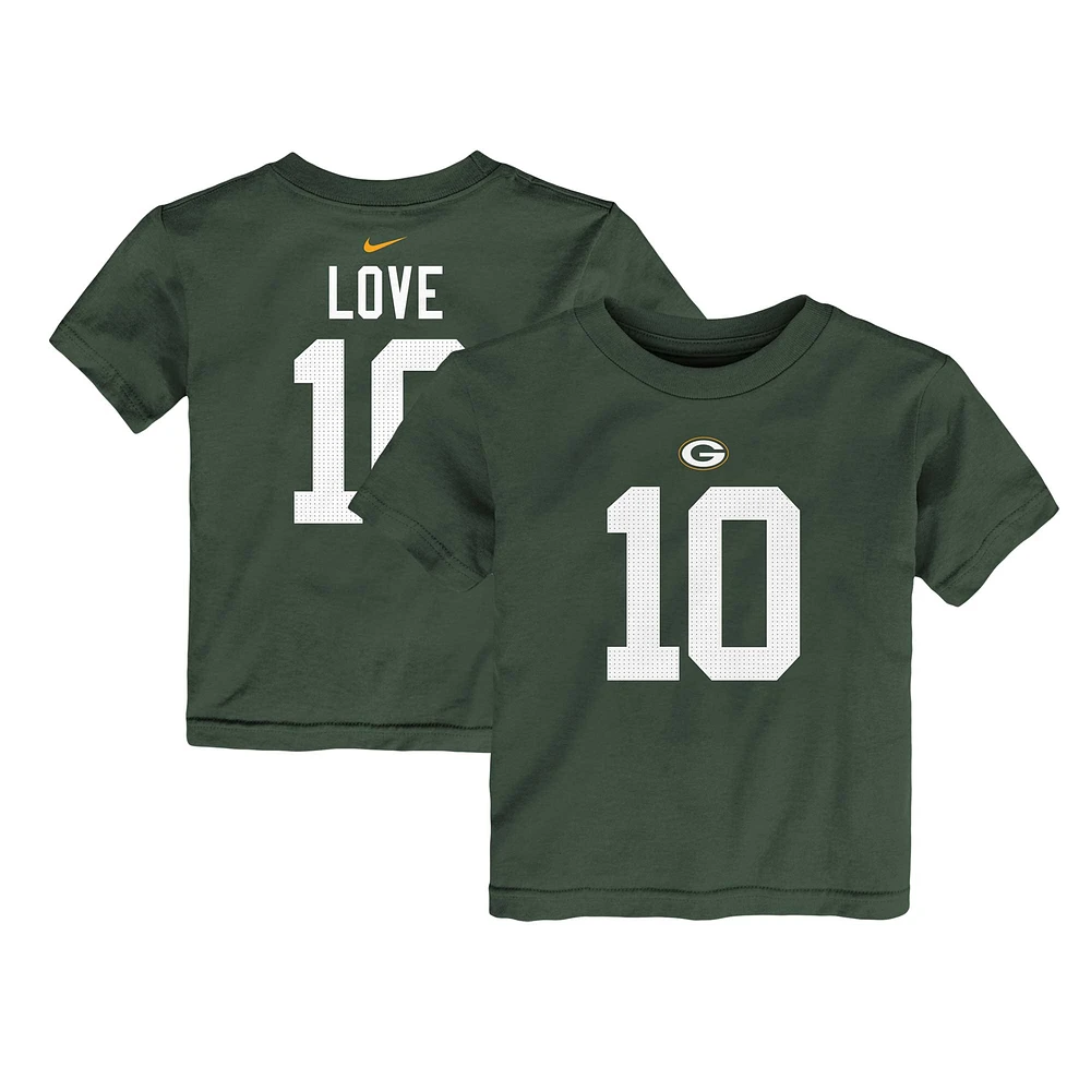 T-shirt avec nom et numéro de joueur Nike Jordan Love Green Bay Packers pour tout-petit