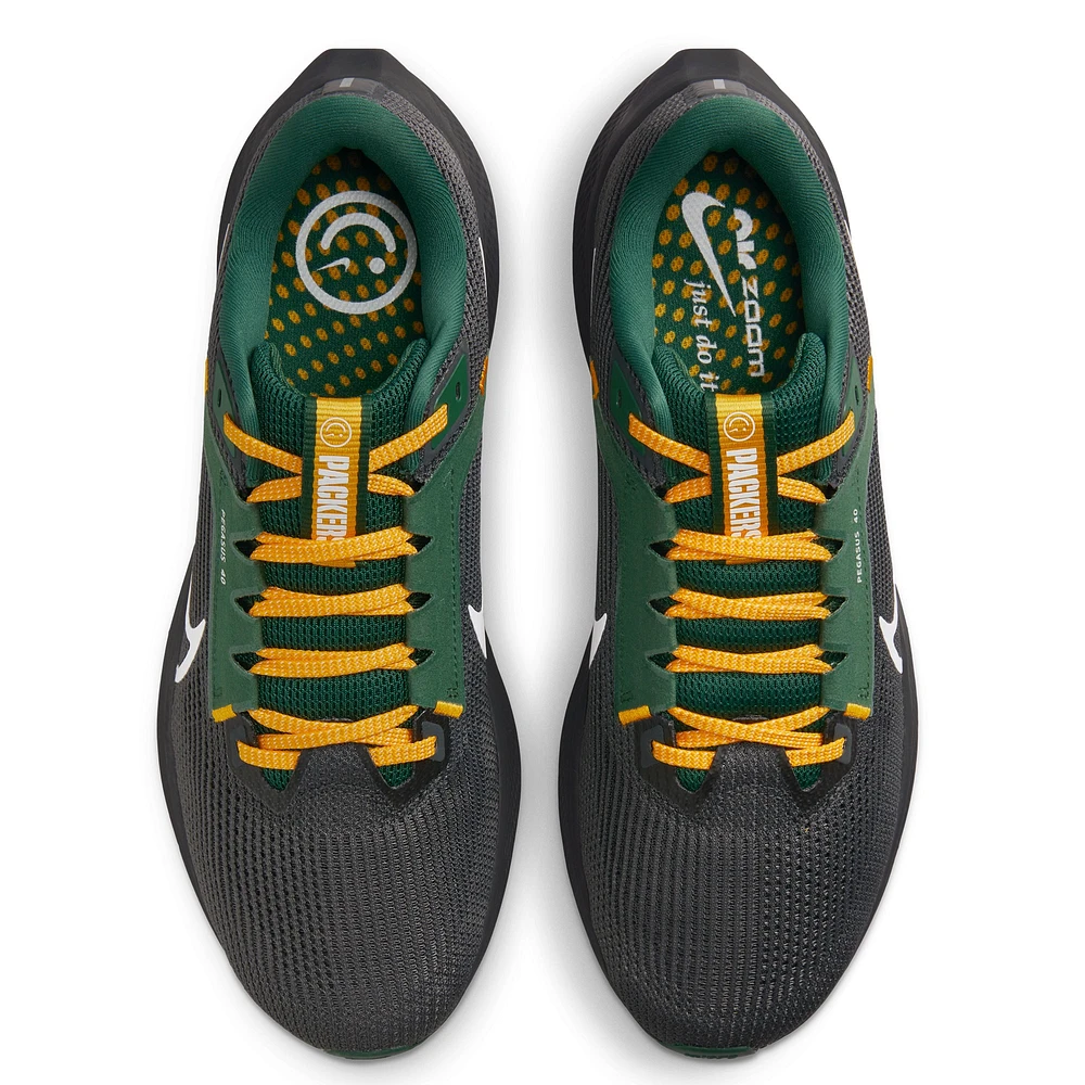 Unisex Nike Anthracite Green Bay Packers Zoom Pegasus 40 Running Shoe