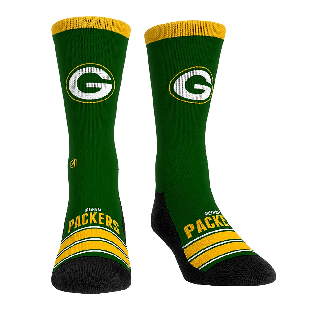 Chaussettes unisexes Rock Em Crew à rayures Gametime des Packers de Green Bay