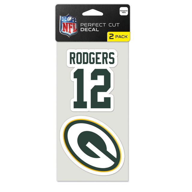 WinCraft Aaron Rodgers Green Bay Packers Perfect Cut Lot de 2 joueurs – Lot de décalcomanies