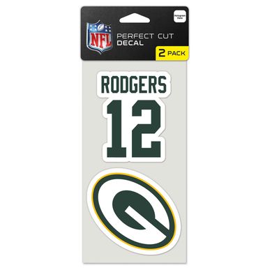 WinCraft Aaron Rodgers Green Bay Packers Perfect Cut 2-Pack Player - Decal Set