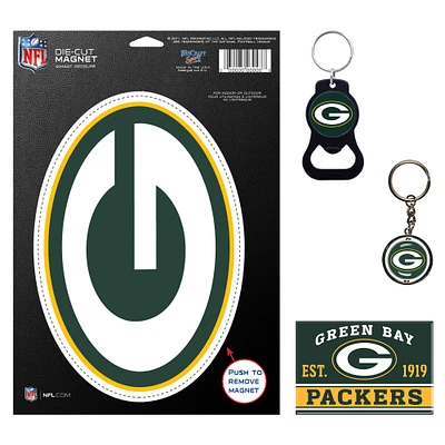 Lot de 4 porte-clés et aimants WinCraft Green Bay Packers