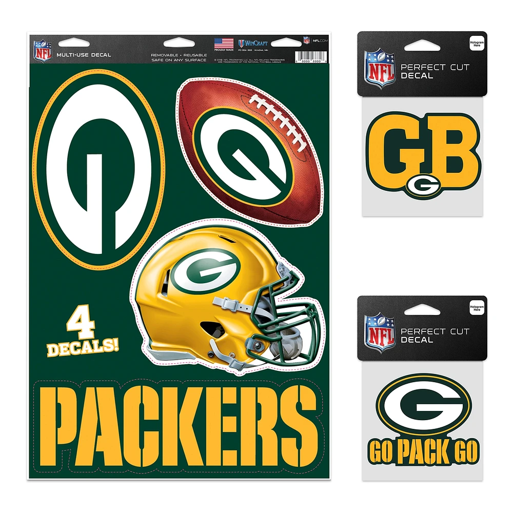 WinCraft Green Bay Packers Decal Variety Pack