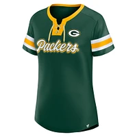 T-shirt à lacets emblématique Athena True Catch pour femme avec strass Fanatics Green Bay Packers