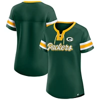 T-shirt à lacets emblématique Athena True Catch pour femme avec strass Fanatics Green Bay Packers