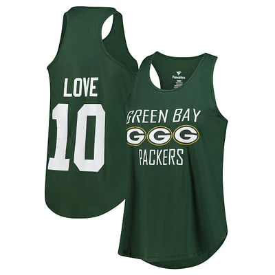 Women's Fanatics Jordan Love Green Bay Packers Plus Name & Number Tank Top