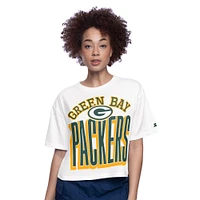 Women's Starter  White Green Bay Packers Play the Ball Boxy Cropped T-Shirt
