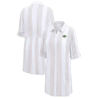 Women's Tommy Bahama  Khaki/White Green Bay Packers Rugby Beach Stripe Button-Up Tunic