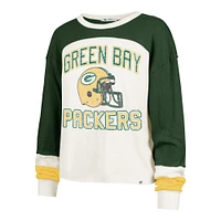 Women's '47 Cream Green Bay Packers Double Header Curve Toni Long Sleeve T-Shirt