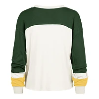 Women's '47 Cream Green Bay Packers Double Header Curve Toni Long Sleeve T-Shirt