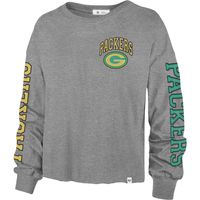 Women's '47 Gray Green Bay Packers Ultra Max Parkway - Long Sleeve Cropped T-Shirt