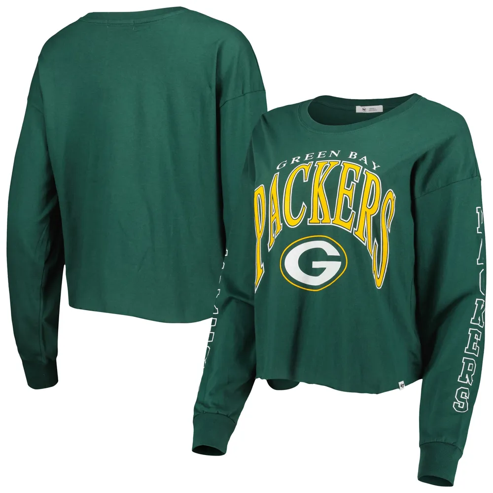 Lids Green Bay Packers '47 Women's Skyler Parkway Cropped Long Sleeve T- Shirt