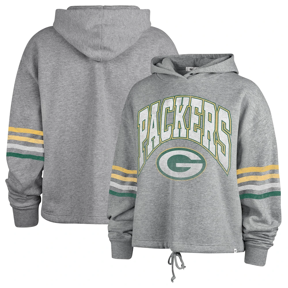 Women's '47 Heather Gray Green Bay Packers Upland Bennett Pullover Hoodie