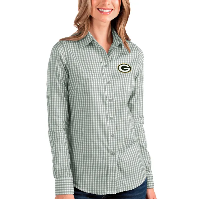 Men's Antigua Green/Gray Green Bay Packers Carry Long Sleeve Button-Up Shirt Size: Medium