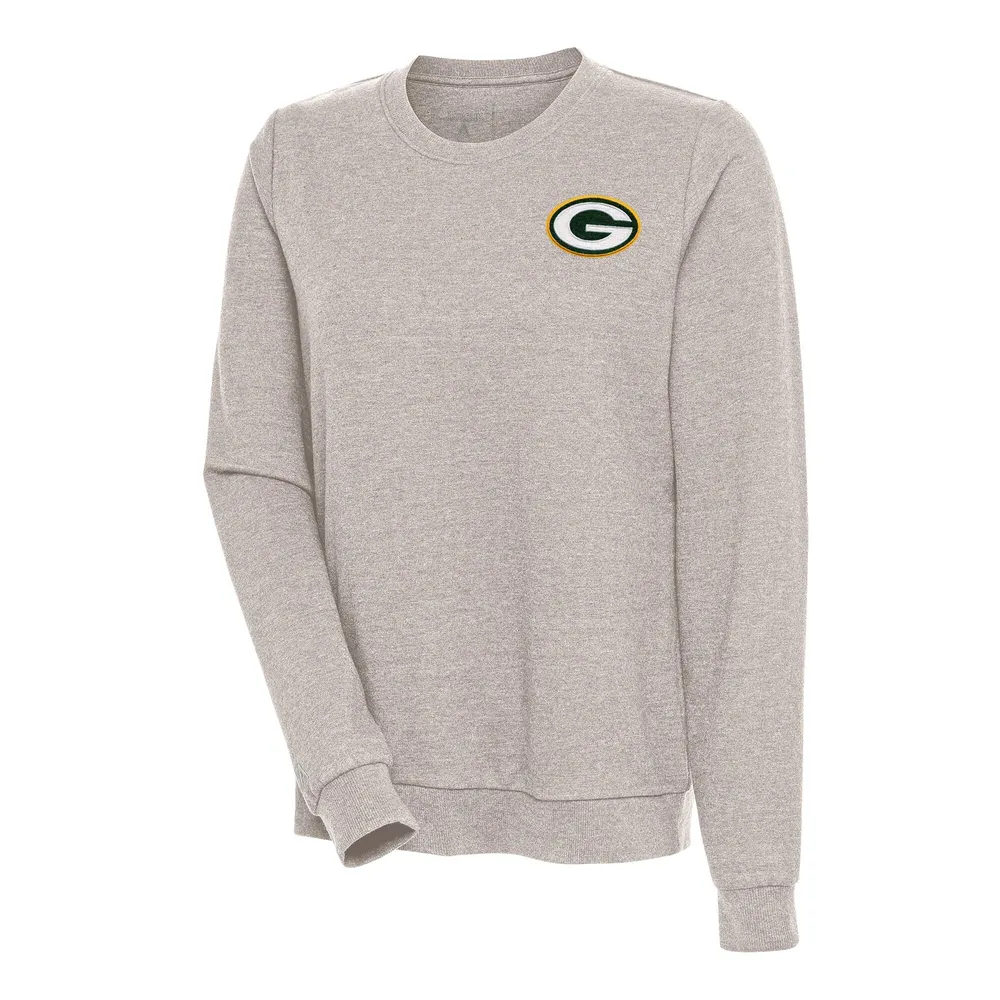 Women's Antigua Heather Gray Green Bay Packers Victory Chenille Pullover Sweatshirt Size: Small