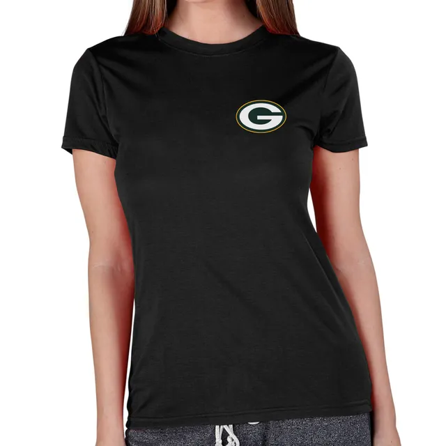 Concepts Sport Women's Green Bay Packers Marathon Black Long Sleeve T-Shirt