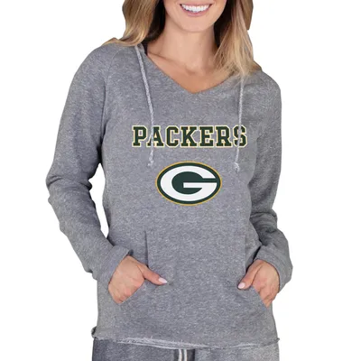 Green Bay Packers Concepts Sport Women's Mainstream Hooded Long Sleeve V-Neck Top - Gray