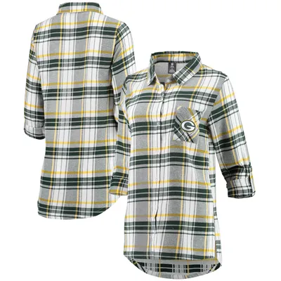 Women's Concepts Sport Purple Baltimore Ravens Mainstay Plaid Full-Button  Long Sleeve Nightshirt