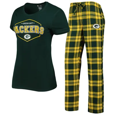 Green Bay Packers Concepts Sport Women's Badge T-Shirt & Pants Sleep Set - Green/Gold