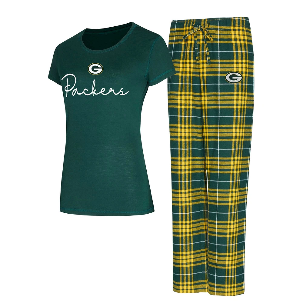 Women's Concepts Sport Green Bay Packers Vector T-Shirt & Flannel Pants Sleep Set