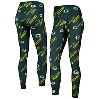 Leggings de détente à imprimé allover Breakthrough des Green Bay Packers Concepts Sport pour femmes