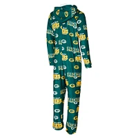 Women's Concepts Sport Green Bay Packers  Roadway Allover Print Microfleece Full-Zip Union Suit