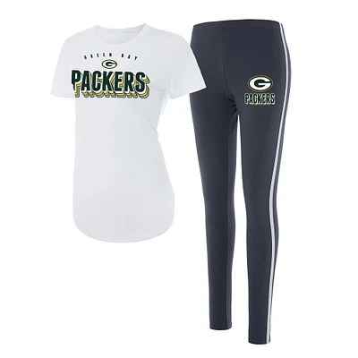 Ensemble t-shirt et legging Sonata Green Bay Packers de Concepts Sport pour femme, anthracite