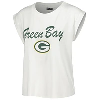 Women's Concepts Sport White/Cream Green Bay Packers Montana Knit T-Shirt & Shorts Sleep Set