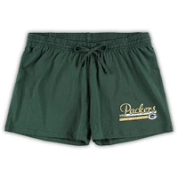 Women's Concepts Sport White/Green Green Bay Packers Plus Downfield T-Shirt & Shorts Sleep Set