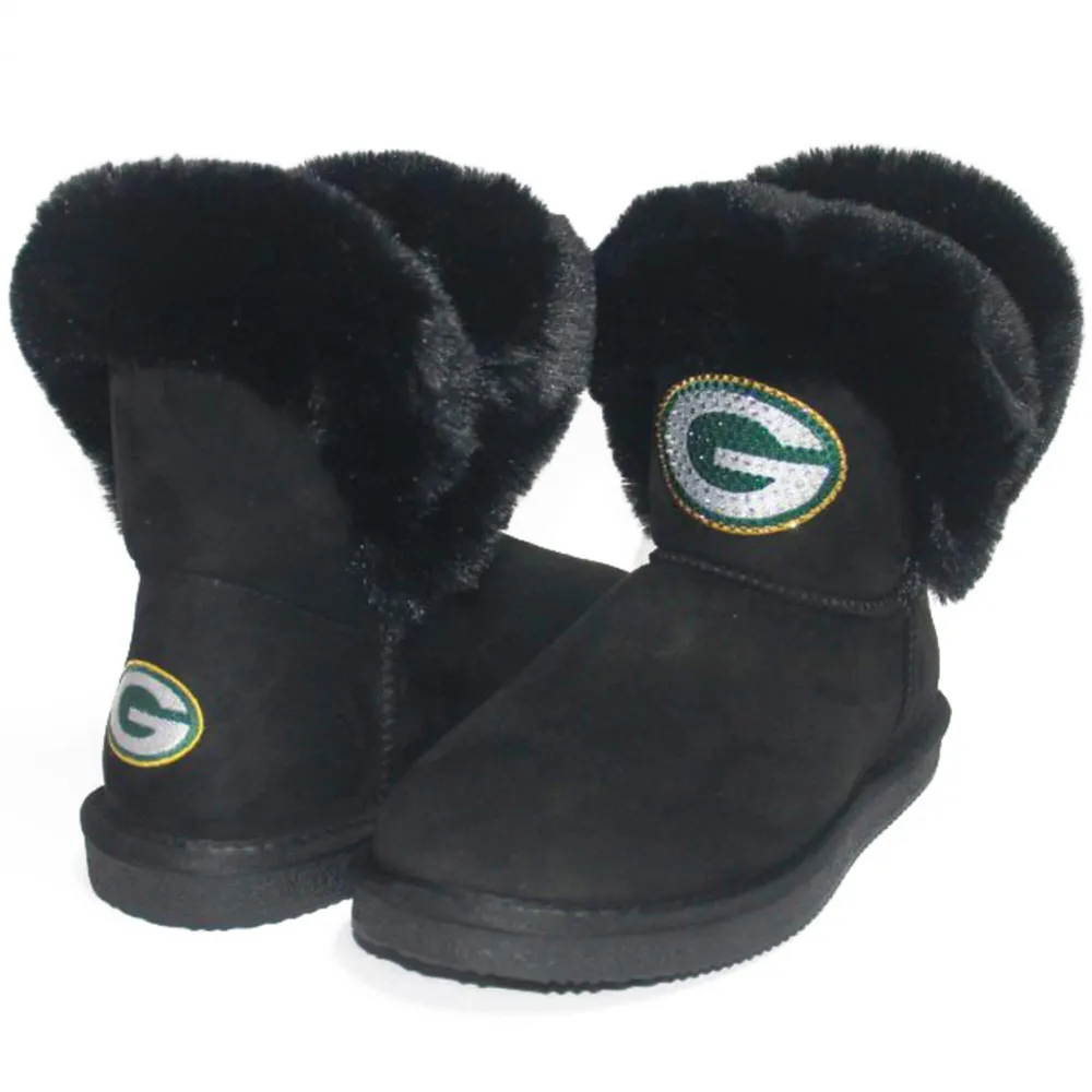 Cuce Black Green Bay Packers Suede Knee-high Boots