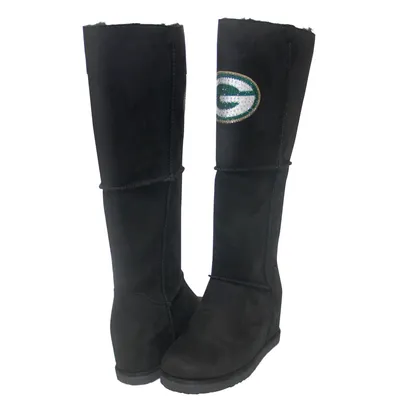 Green Bay Packers Cuce Women's Suede Knee-High Boots - Black