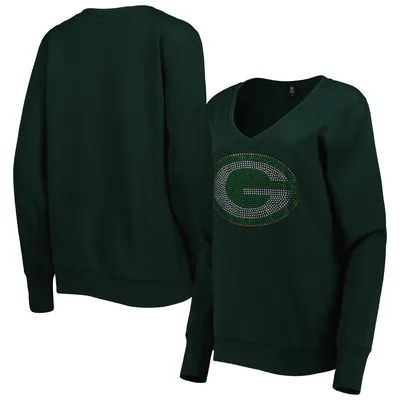 Green Bay Packers Cuce Women's Deep V-Neck Pullover Sweatshirt