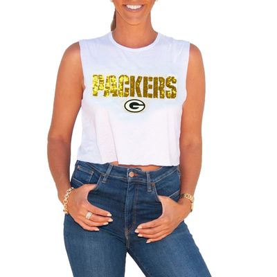 Women's Cuce Black Green Bay Packers Sequin Logo V-Neck Pullover Sweatshirt