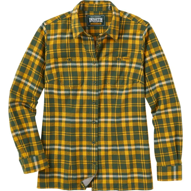 Lids Green Bay Packers Antigua Women's Ease Flannel Button-Up Long