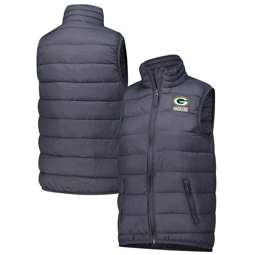 Women's  Dunbrooke Charcoal Green Bay Packers Alberta Full-Zip Vest