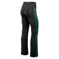 Women's Fanatics Black Green Bay Packers Studio Fitted Flared Leggings