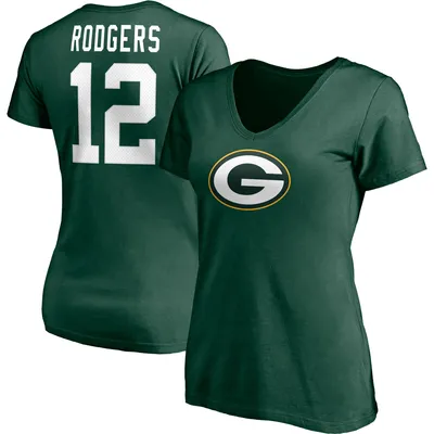 Women's Fanatics Branded Aaron Rodgers Cream/Green New York Jets Player Raglan Name & Number Fitted 3/4-Sleeve T-Shirt Size: Large