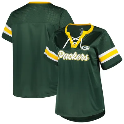 Green Bay Packers Fanatics Branded Women's Plus Original State Lace-Up T-Shirt