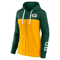 Women's Fanatics Green/Gold Green Bay Packers Take The Field Color Block Full-Zip Hoodie