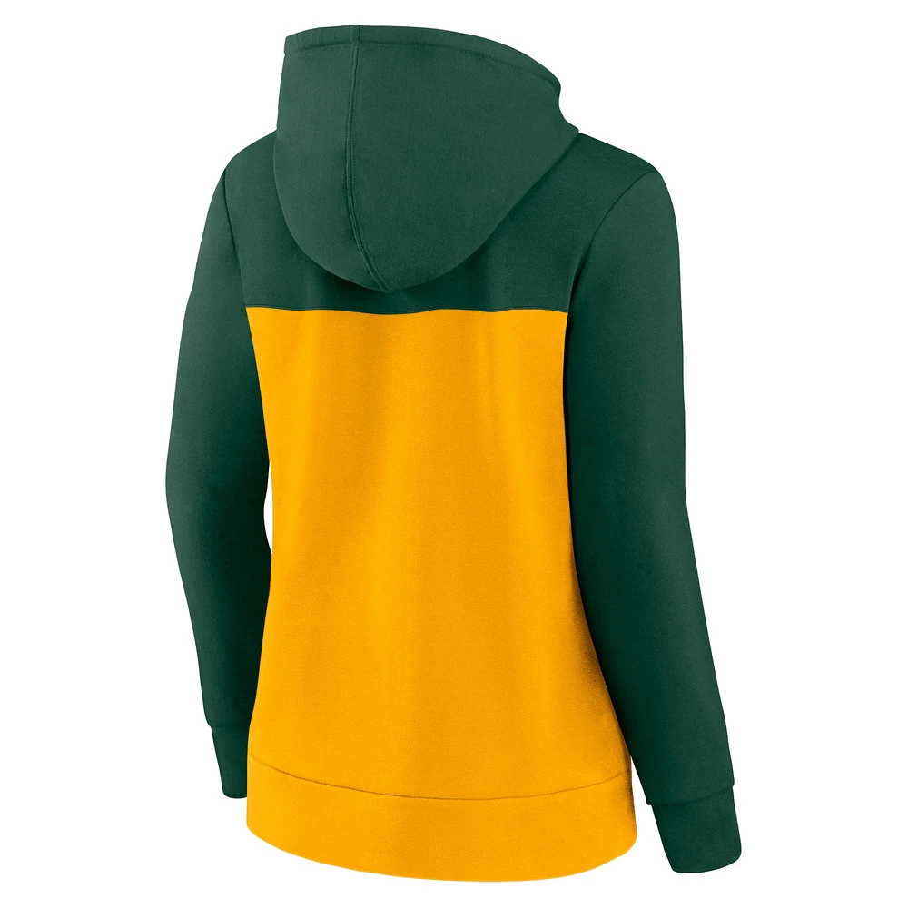 Women's Fanatics Green/Gold Green Bay Packers Take The Field Color Block Full-Zip Hoodie