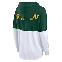 Women's Fanatics Green/White Green Bay Packers Backup Option Long Sleeve Hoodie T-Shirt