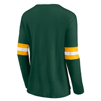 Women's Fanatics Green Bay Packers Block Party Team Script Lace-Up Long Sleeve T-Shirt