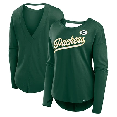 T-shirt à manches longues pour femme Fanatics Green Bay Packers Core