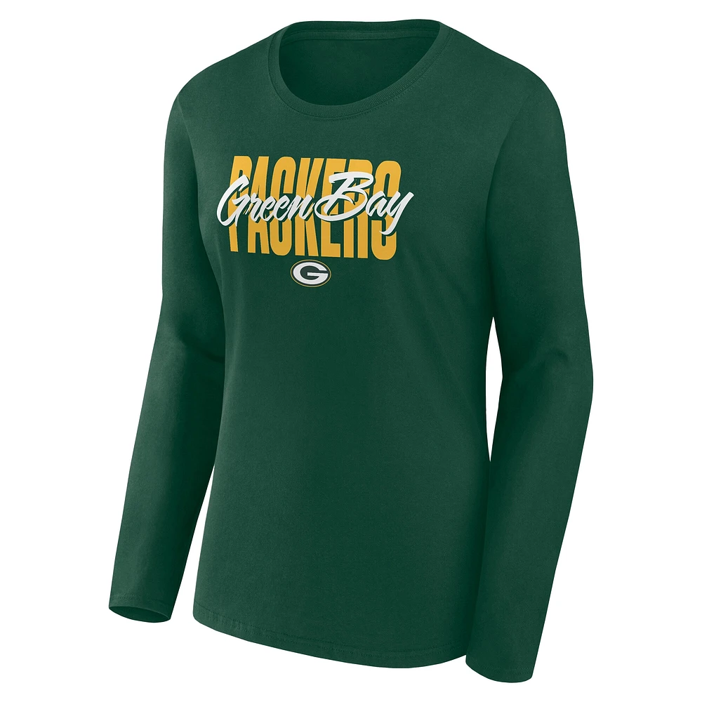 T-shirt à manches longues et col rond Fanatics Green Bay Packers pour femmes