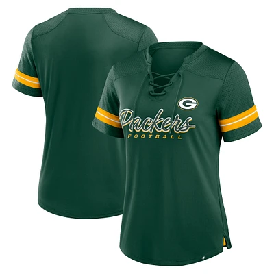 T-shirt à lacets pour femmes Fanatics Green Bay Packers Play Script