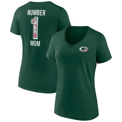 Women's Fanatics Green Bay Packers Plus Mother's Day #1 Mom V-Neck T-Shirt